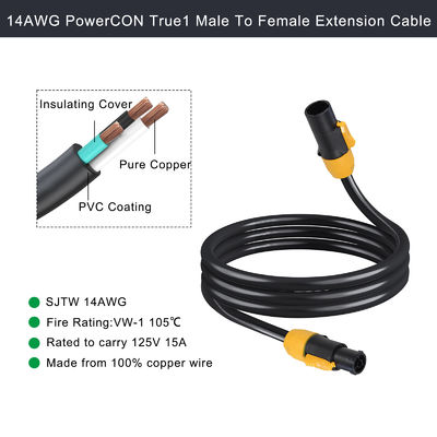 PowerCON кабель 3FT 14AWG PowerCon True1 Мужчина к женщине расширительный кабель наружного 20A водонепроницаемый для светового фонаря