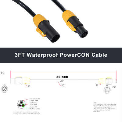 PowerCON кабель 3FT 14AWG PowerCon True1 Мужчина к женщине расширительный кабель наружного 20A водонепроницаемый для светового фонаря