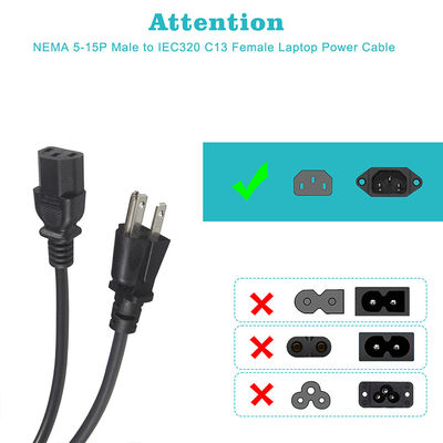 16AWG IEC320 3Pin до C13 NEMA USA Универсальный кабель переменного тока в черно-белом цвете