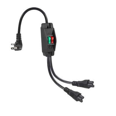 Премиум тяжелое рабочее правое угловое NEMA 5-15P к двойной IEC C5 Power Splitter с переключателем для домашней офисной электроники 125V 10A