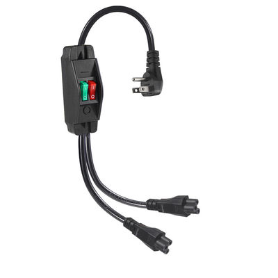 Премиум тяжелое рабочее правое угловое NEMA 5-15P к двойной IEC C5 Power Splitter с переключателем для домашней офисной электроники 125V 10A