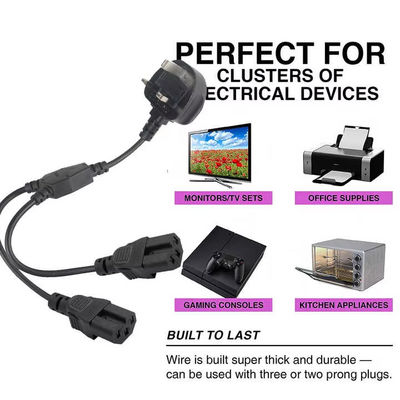 UK Plug Dual C15 Power Cord Industrial Grade 16A 250V 1.5M для использования в серверных стойках / центрах обработки данных