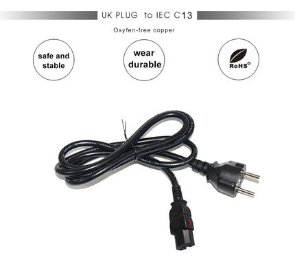 Сертифицированный EU 2Pin до C15 Кабель питания 10A 250V с VDE/CE Безопасность для бытовой техники и стойки серверов (1.2M Heavy Duty)