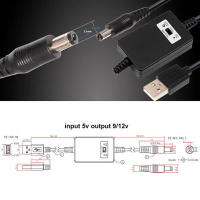 USB A Male to DC5.5*2.1mm Кабель 5V до 9V/12V для устройств питания с защитой от перегрузки