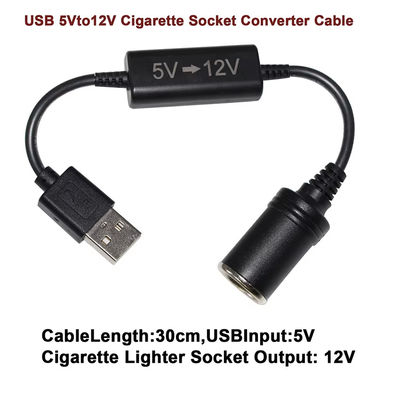 5V до 12V USB автомобильный адаптер кабель Step Up Converter кабель с розеткой для сигаретного зажигателя, для телефона GPS Dash Cam, 24W безопасное заряжение