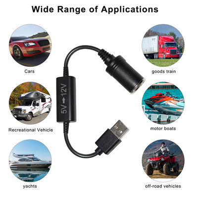 5V до 12V USB автомобильный адаптер кабель Step Up Converter кабель с розеткой для сигаретного зажигателя, для телефона GPS Dash Cam, 24W безопасное заряжение