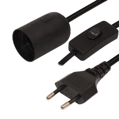 Прочный кабель EU Plug E27 Bulb Holder с 303 переключателем и двухконечным розеткой для внутреннего/внешнего освещения - сертифицированный CE (220-240В)