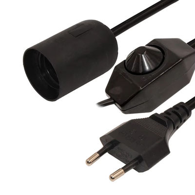 Регулируемый, сжимаемый кабель EU Plug E27 для лампочки с потолочным светильником для освещения помещений 220-240 В