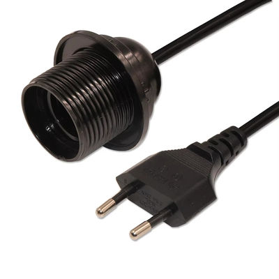 Регулируемый кабель EU Plug E26 Bulb Holder с вращающимся переключателем диммера для домашнего освещения, 250V 4A CE Certified (черный)