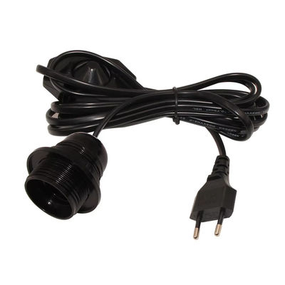 Регулируемый кабель EU Plug E26 Bulb Holder с вращающимся переключателем диммера для домашнего освещения, 250V 4A CE Certified (черный)
