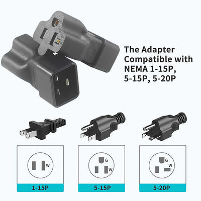 NEMA 5-15R к IEC 320 C20 Конвертерный адаптер для центра обработки данных / промышленного использования, 250V 15A прочный разъем питания