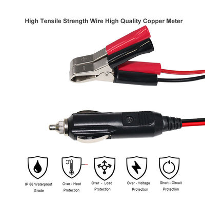 12V/24V Сигаретный зажигалка к зажимам аккумулятора Кабель адаптера для автомобильного аварийного питания Солнечное зарядное устройство 16AWG