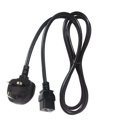 UK to C19 Heavy Duty Power Cord Cable for Data Centers 16A 250V 14AWG 1.2M черный Сертификат безопасности BS1363