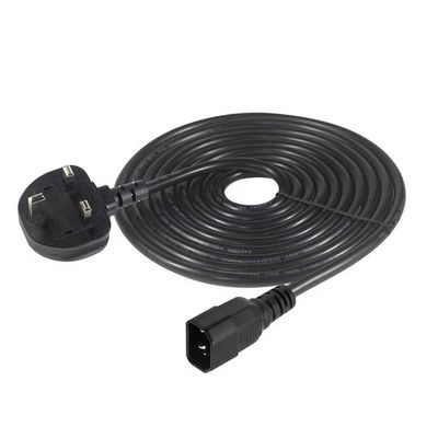 UK to C14 Power Cord 1.2M 250V 10A 16AWG Shielded Cable for UPS/Server Rack/Medical Device (IP67/RoHS/BS1363) - защищённый кабель для UPS/серверной стойки/медицинского устройства