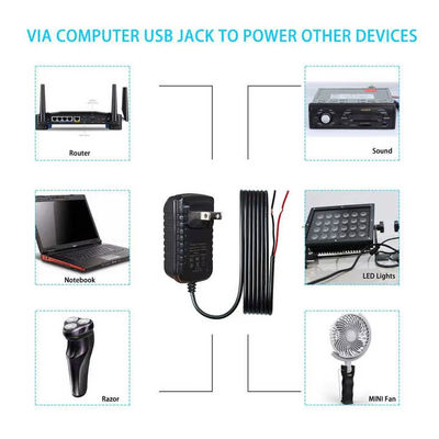 US Plug AC Power Cord to Bare Wire 2 Prong NEMA 1-15P to Stripped End Cable for LED Driver/ Power Supply/ DIY (Включается в кабель переменного тока для обнаженного провода)