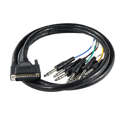 Кабель-разветвитель DB-25 на 6.35 мм TS, экранированный, 28AWG, 4 фута