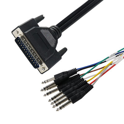 Кабель-разветвитель DB - 25 на 6,35 мм TS, экранированный, 28AWG, для профессионального аудиооборудования/студий звукозаписи, длина 4 фута