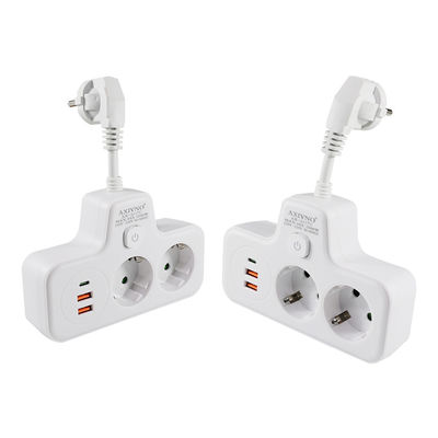 Многофункциональный расширитель розетки питания ЕС с 2 портами USB, 2 розетками переменного тока и портом зарядки типа C