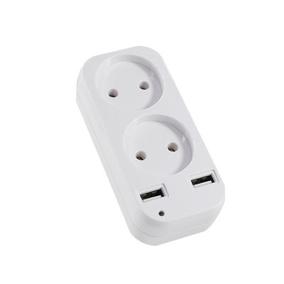 Адаптер для розетки EU с двумя разъемами и 2 USB-портами, 250 В, 10 А