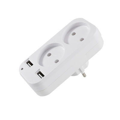 Адаптер для розетки EU с двумя разъемами и 2 USB-портами, 250 В, 10 А