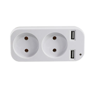 Адаптер для розетки EU с двумя разъемами и 2 USB-портами, 250 В, 10 А