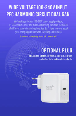 Зарядное устройство для стены с высокой мощностью USB-C EU 2-Pin 140W  Адаптер быстрой зарядки типа C для ноутбука, планшета, Steam Deck, MacBook, путешествия
