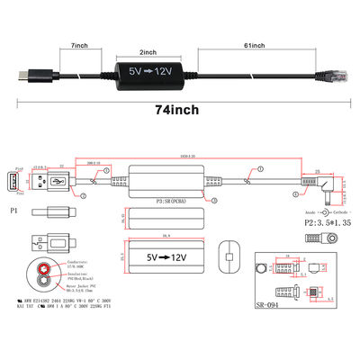 USB-C в RJ45 кабель для впрыска питания -5V до 12V Step-Up Ethernet адаптер для IP-камеры, точки доступа, устройства IoT
