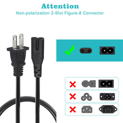 NEMA 1-15P до IEC C7 Power Cord - Flat Plug to Figure-8 Connector Cable для ноутбуков, DVD-плееров, игровых консолей, небольших приборов