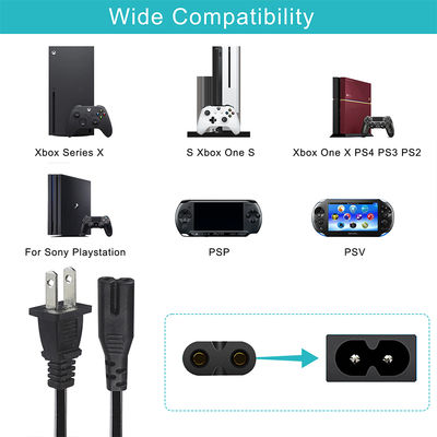 NEMA 1-15P до IEC C7 Power Cord - Flat Plug to Figure-8 Connector Cable для ноутбуков, DVD-плееров, игровых консолей, небольших приборов