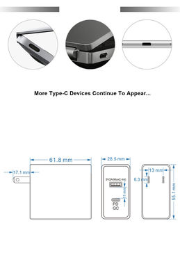 Сетевое зарядное устройство с двумя портами (USB-C и USB-A) и вилкой США, 45 Вт