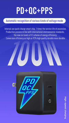 US Plug 100W Dual USB-C Wall Charger ️ 2-портный адаптер быстрой зарядки для ноутбука, планшета, телефона, устройств типа C (100 ️ 240 В вход)