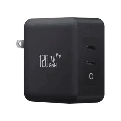US 2-pin настенное зарядное устройство с двойными портами USB-C, 120 Вт высокоскоростной выходной мощностью, быстрый зарядный адаптер для ноутбука / планшета