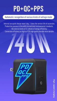 US 2-pin настенное зарядное устройство с двойными портами USB-C, 120 Вт высокоскоростной выходной мощностью, быстрый зарядный адаптер для ноутбука / планшета