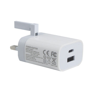 Великобритания 2-контактный настенный зарядчик с портами USB-C и USB-A, выход 20 Вт, компактный двухконтактный адаптер питания для телефона / планшета