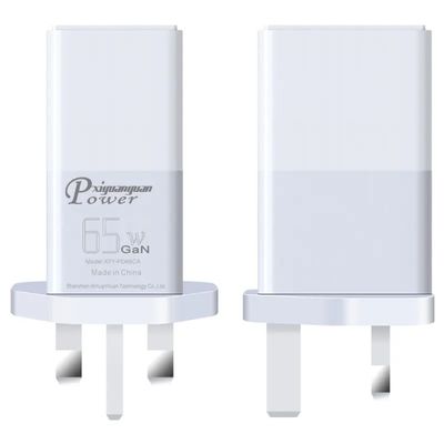 Настенное зарядное устройство UK с 2 контактами и портами USB-C и USB-A, двухпортовый адаптер питания 65 Вт для ноутбука/телефона/планшета
