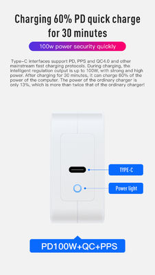 Настенное зарядное устройство UK / EU с 2-контактным разъемом и портом USB-C, адаптер питания мощностью 100 Вт для ноутбука/планшета/телефона