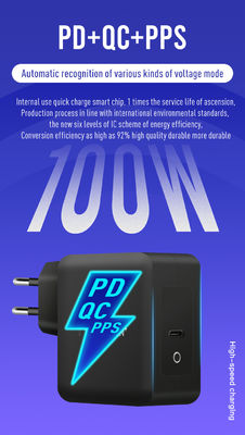Настенное зарядное устройство UK / EU с 2-контактным разъемом и портом USB-C, адаптер питания мощностью 100 Вт для ноутбука/планшета/телефона