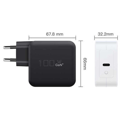 EU 2-Pin USB-C настенное зарядное устройство, 100 Вт высокоскоростной адаптер питания типа C для ноутбуков, планшетов и мобильных устройств