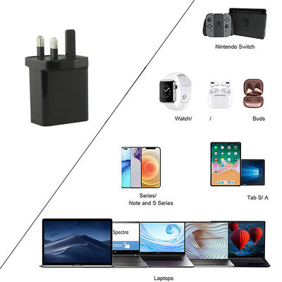 EU 2-Pin USB-C и USB-A настенное зарядное устройство, 45 Вт двойной портовый адаптер питания для ноутбука, планшета и смартфона