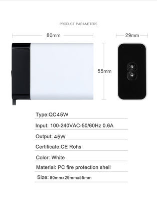 Адаптер питания USB-C мощностью 60 Вт с фиксированным кабелем, высокоскоростное стеновое зарядное устройство типа C для ноутбука, планшета и смартфона