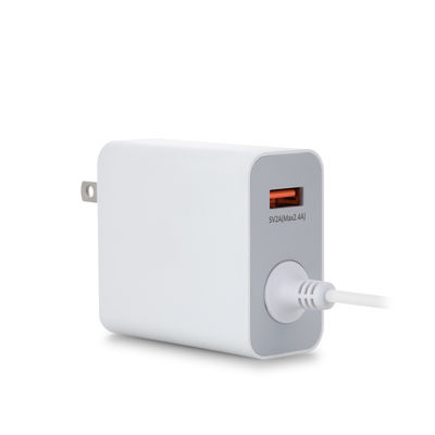 Зарядное устройство для розетки USB-C 60 Вт с фиксированным кабелем, высокоскоростной адаптер питания Type-C для смартфонов, планшетов и ноутбуков