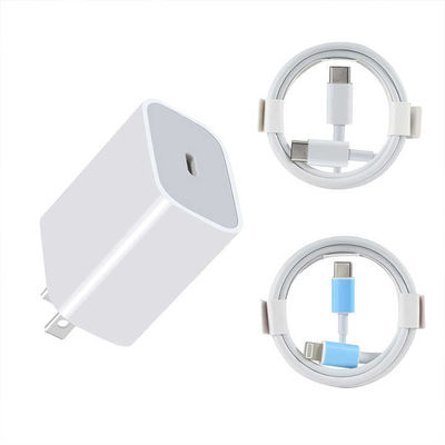 Сетевое зарядное устройство USB-C и USB-A на 20 Вт для США с кабелем, адаптер питания для быстрой зарядки смартфонов и планшетов