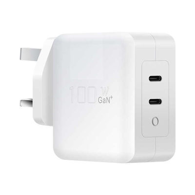 Великобритания 2-контактный USB-C зарядное устройство с двойными портами, 100 Вт высокоскоростной тип-C адаптер питания для ноутбуков, планшетов и смартфонов