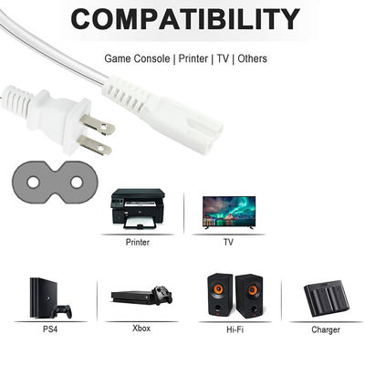 Шнур питания QIUCABLE TV - 2 шт. 10 футов, 2-контактный, неполяризованный штекер NEMA 1-15P - C7, фигура 8, замена шнура питания (B0D7RKLTSJ)