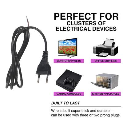1.8M EU 2Pin Plug Power Cord 250V 10A ПВХ кабель