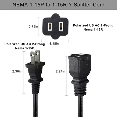 1-to-4 NEMA 1-15P Flat Plug Power Splitter - экономия места 125V 15A многоразовое расширение для дома / офиса