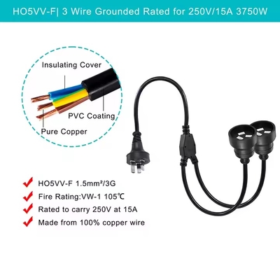 AU подключается к 2 x AUS Socket Splitter Extension Cord - австралийский 3-прикольный кабель питания