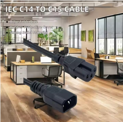 Кабель питания IEC C14 - C15, кабель для высоких температур, вилка - розетка, 250 В, 10 А для серверов, сетей, PDU, чайников