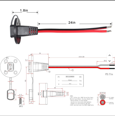 SAE Socket Sidewall Port с пылевой крышкой и монтажными винтами, панельный подключатель для солнечной энергии, мотоцикла, зарядки батареи