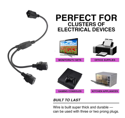 C20 до Dual C19 Power Splitter Cable, 250V 16A, тяжелый расширительный кабель IEC для PDU, сервера, использования в дата-центре